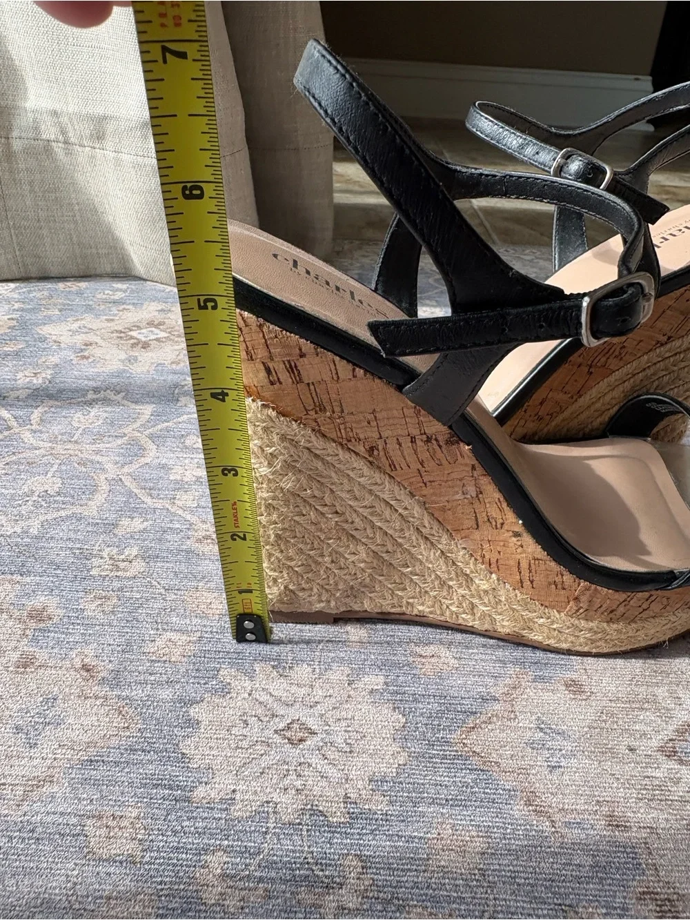 Charles By Charles David Black Leather Ankle-Strap Sandals with Silver Toe